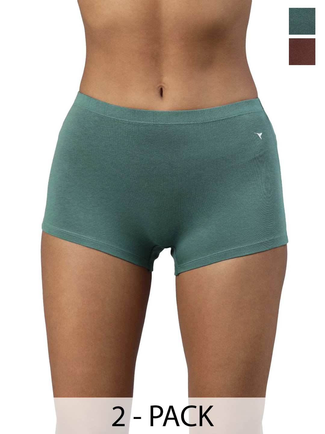 BLOSSOM Women Pack of 2 Boy Shorts Briefs BPT02904_SLANTED.SHORTS_MIXED_36_2P-Assorted