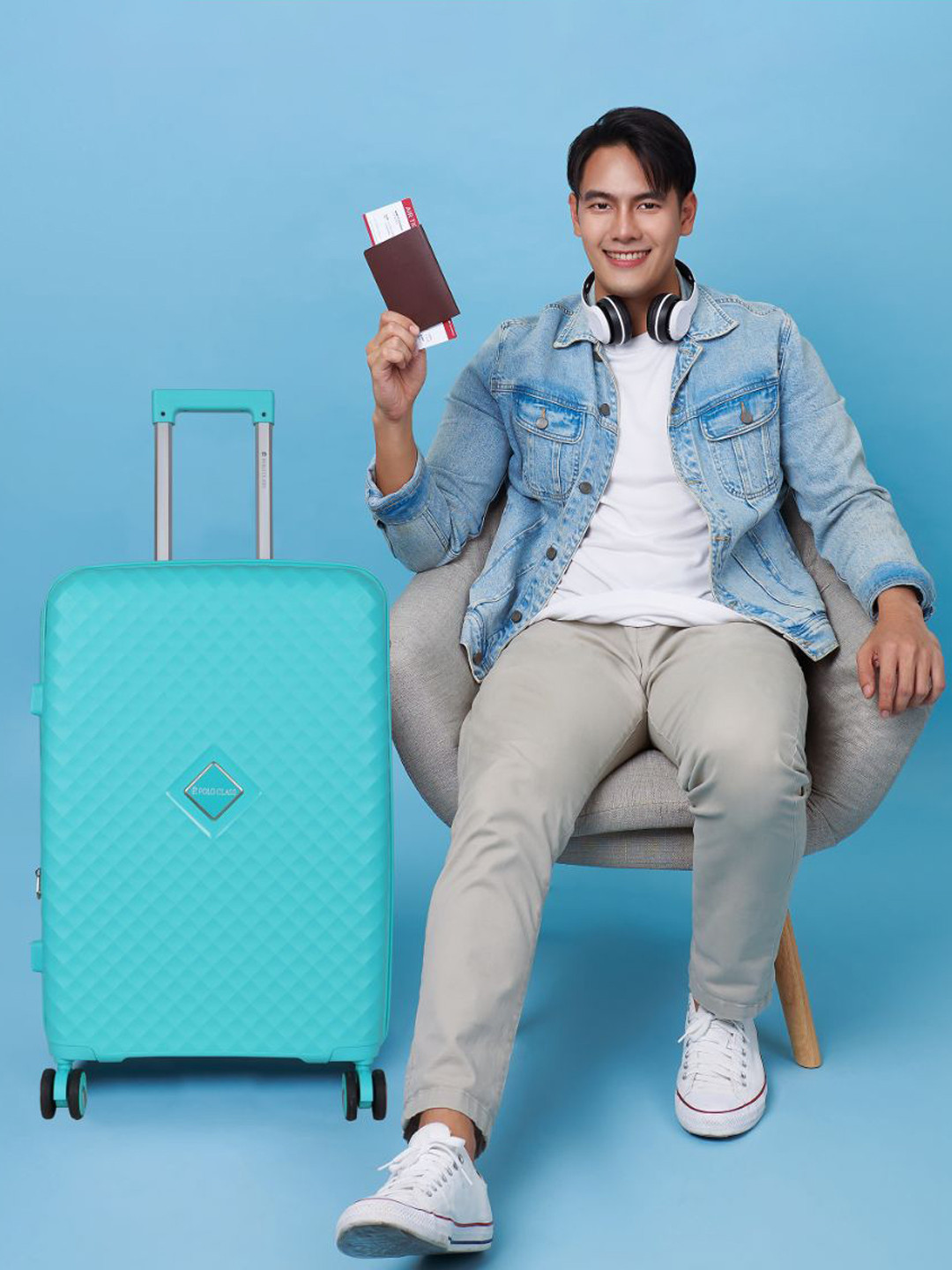 Polo Class Hard Sided Trolley Bag With Vanity Bag