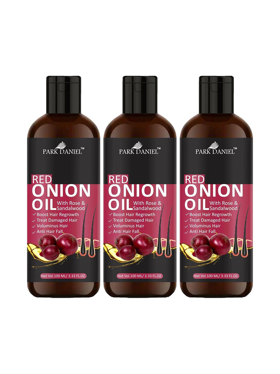 Park Daniel Set Of 3 Red Onion Oil For Hair Growth - 100 ml Each