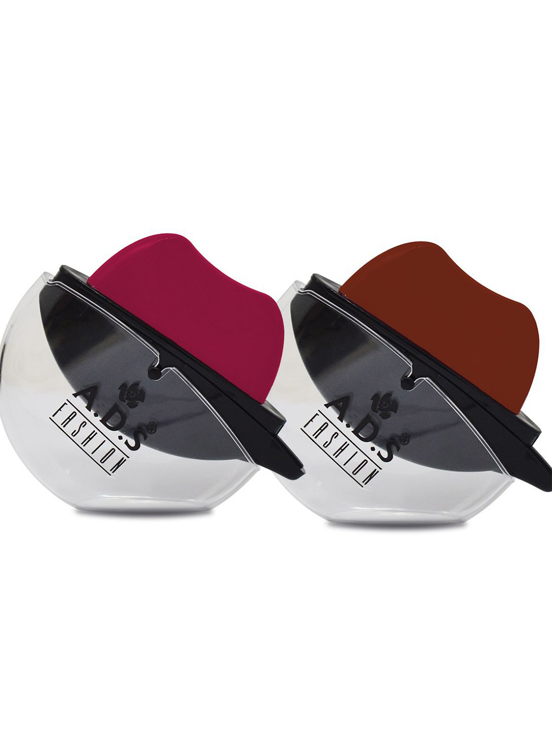 A.D.S Set Of 2 Lip Shape Apple Design Lipstick 10gm Each - Maroon & Brick Red