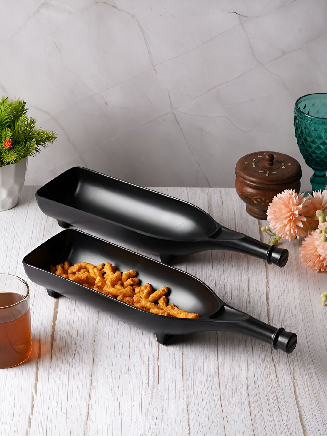 CDI Black 2 Pieces Melamine Food Plater