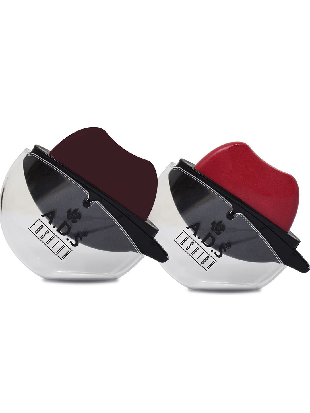 A.D.S Set Of 2 Lip Shape Apple Design Lipstick 10gm Each - Rose Gold 11 & Wine 12