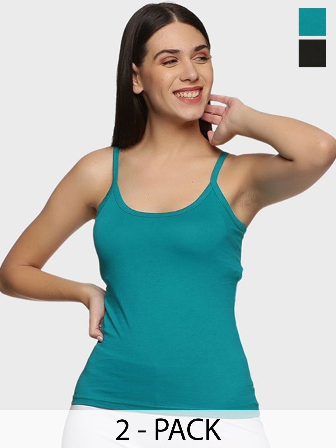 Outflits Women Pack Of 2 Cotton Non Padded Camisoles