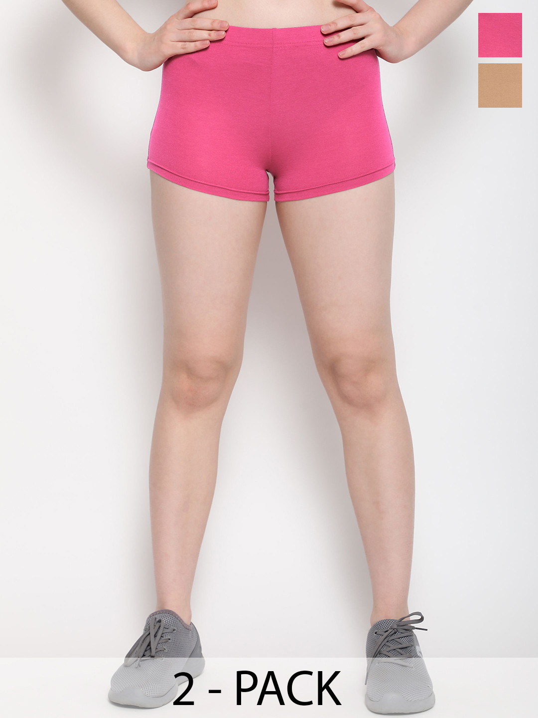 Outflits Pack Of 2 Women Cotton Slim Fit Cycling Shorts