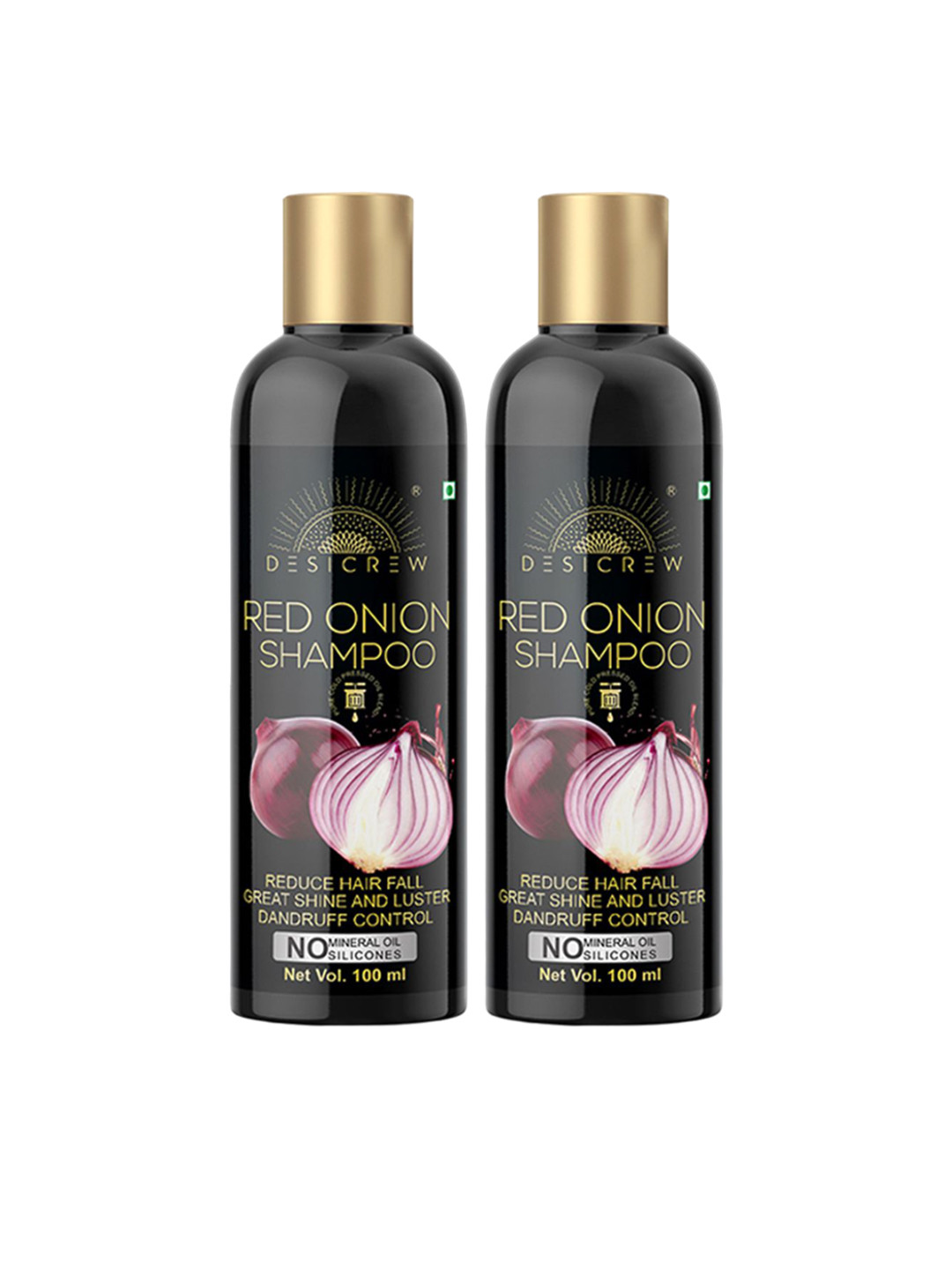 Desi Crew Set Of 2 Red Onion Shampoo For Dandruff Control - 100 ml Each