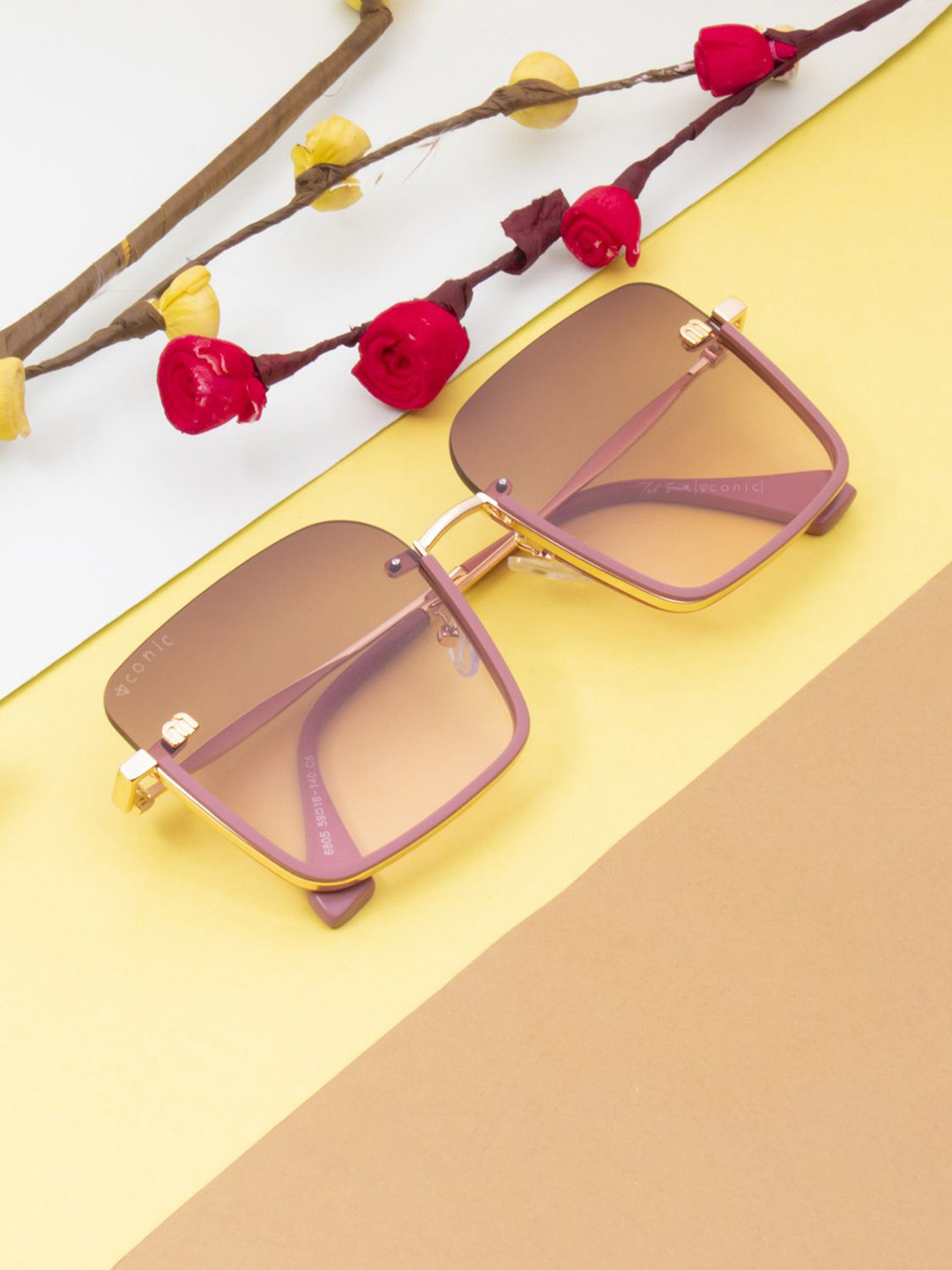 Ted Smith Unisex Square Sunglasses with UV Protected Lens MYKIE_C5