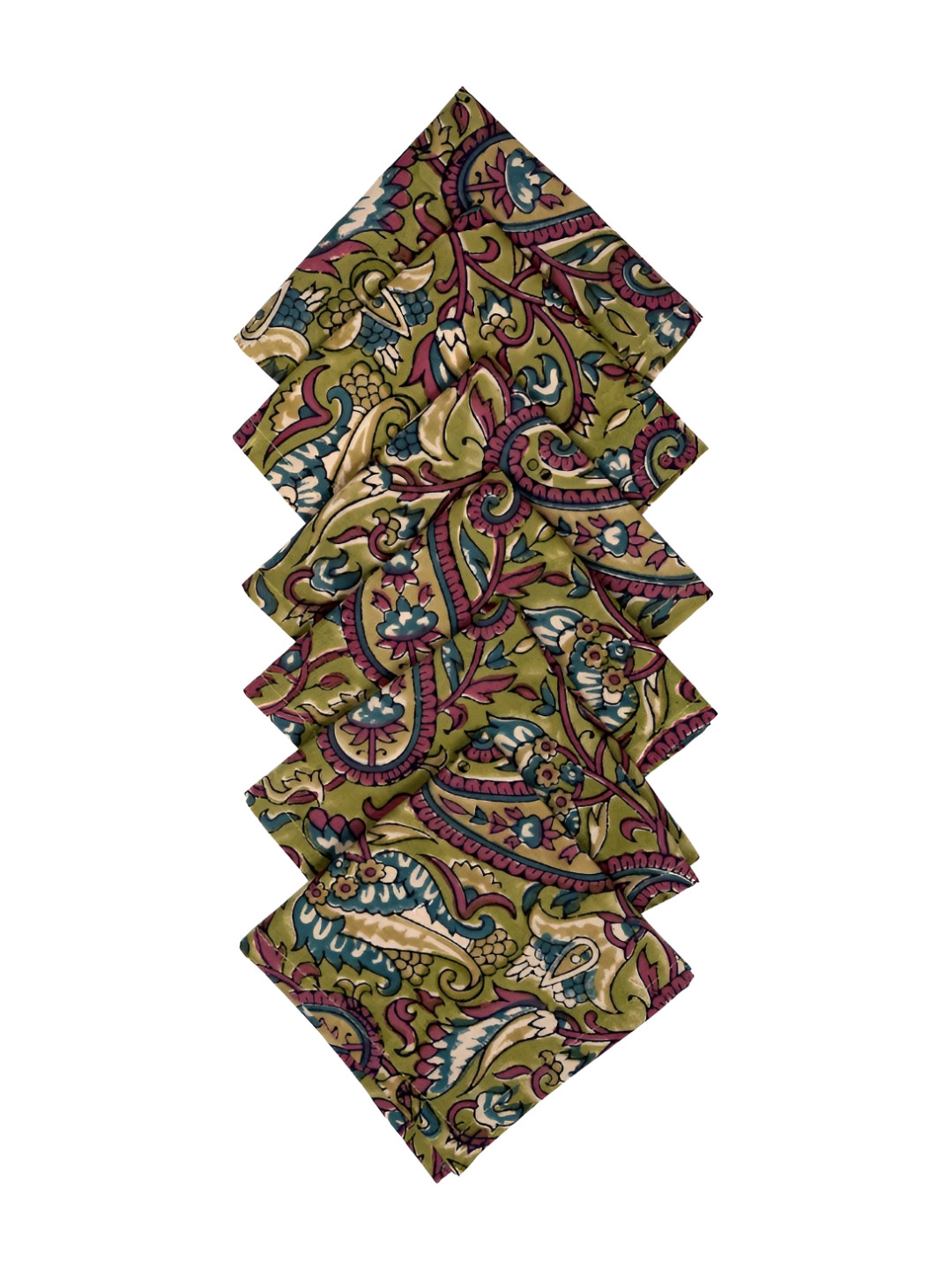Ratan Cart Green & Maroon 6 Pieces Floral Printed Table Napkins