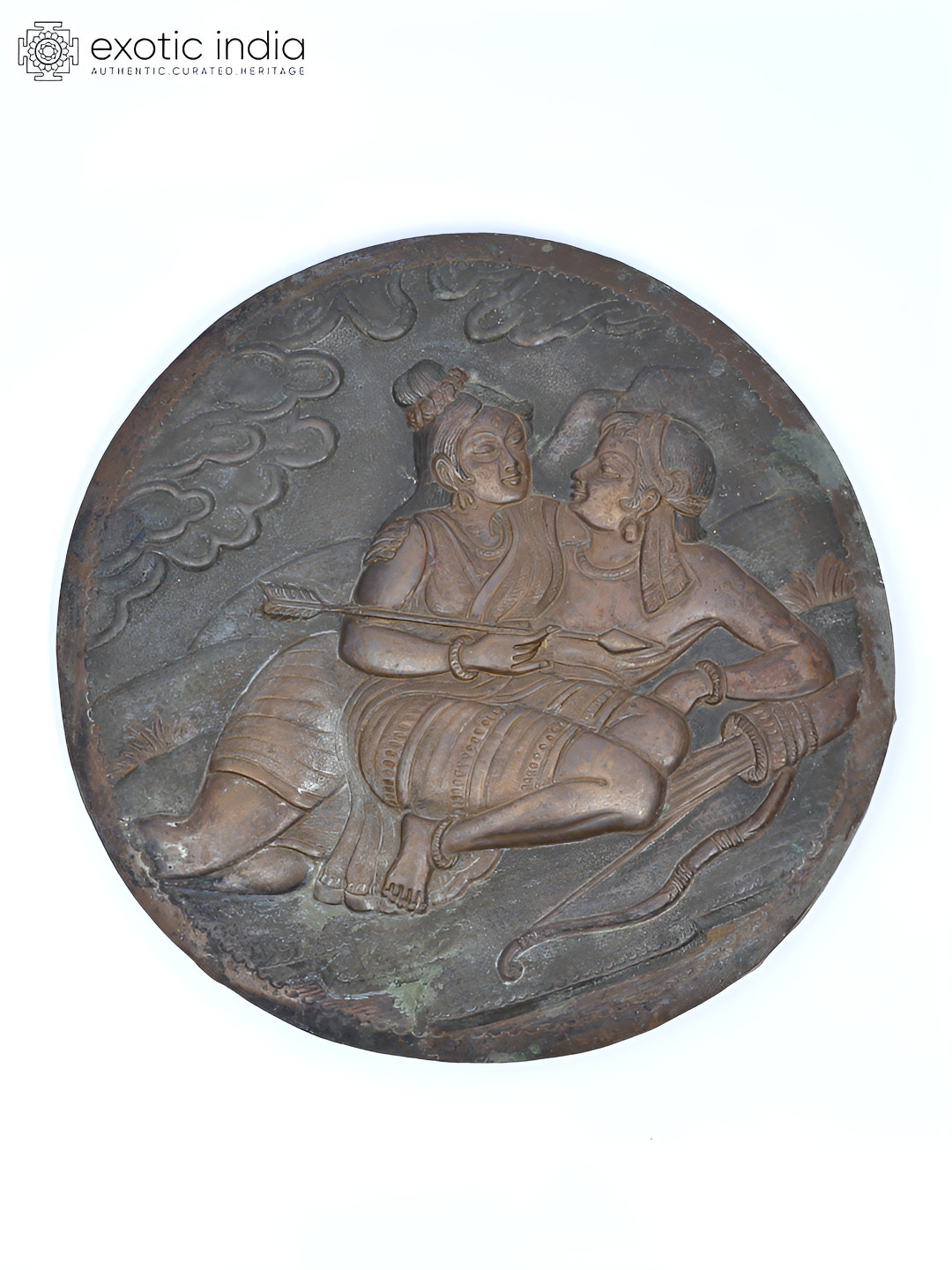 Exotic India The Forest Vintage Brass Ethnic Motifs Antique Spiritual Wall Decor-11.7In