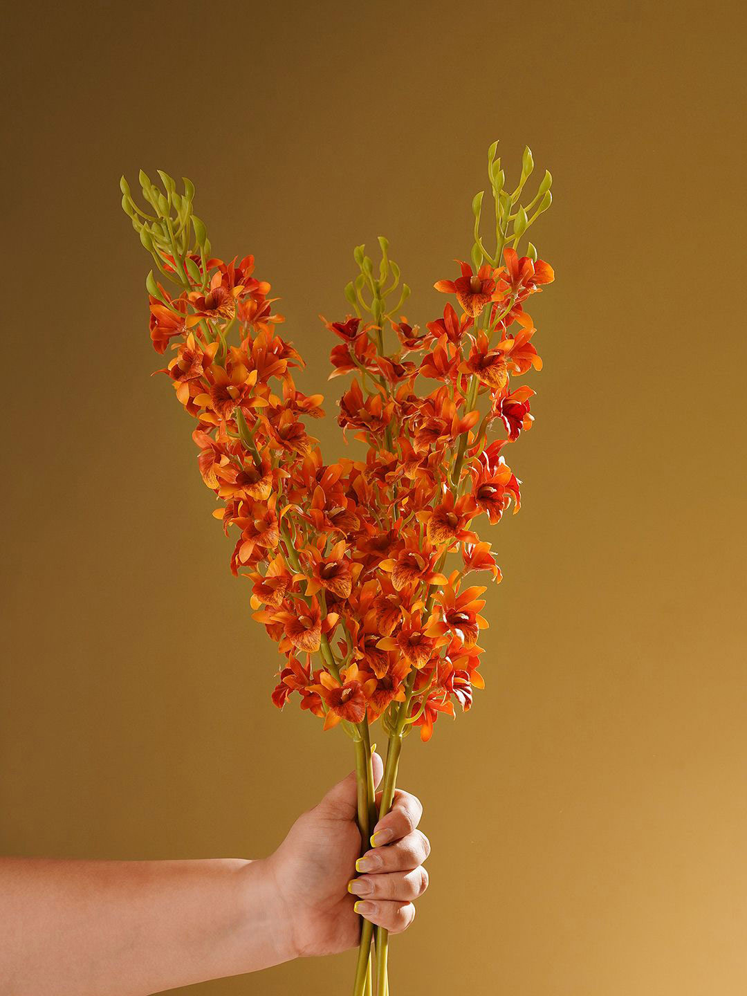 Pure Home and Living Orange Orchid Artificial Flower