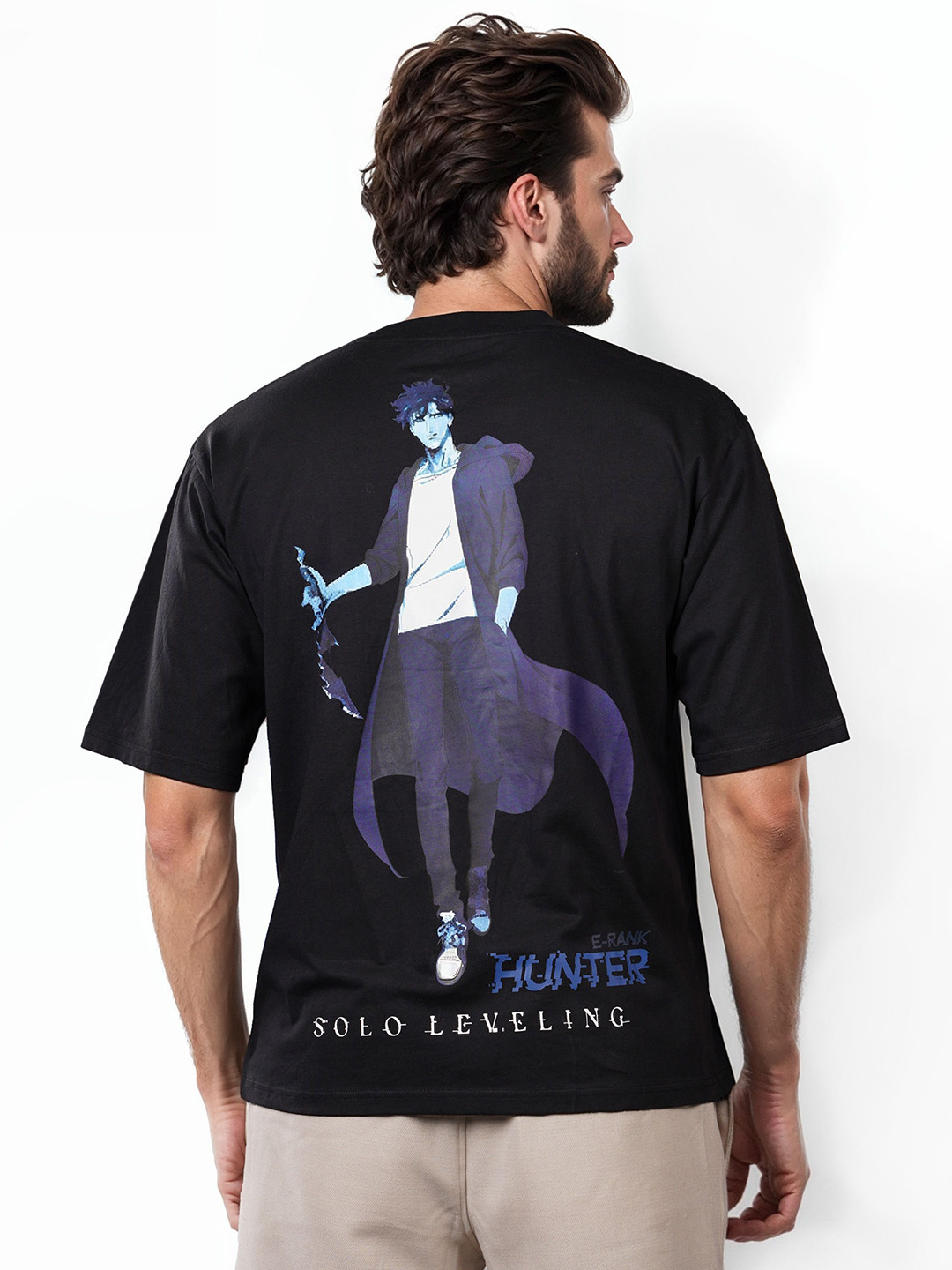 Celio Men Graphic Glow in the Dark Solo Levelling Printed Oversized Cotton T-shirt