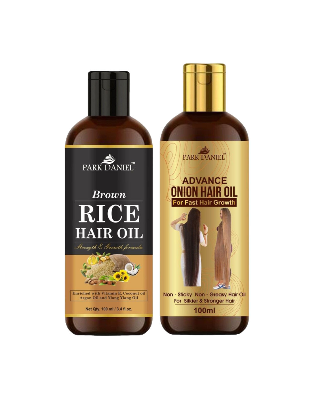 Park Daniel Set of 2 Brown Rice Hair Oil & Advance Onion Hair Oil - 100 ml Each