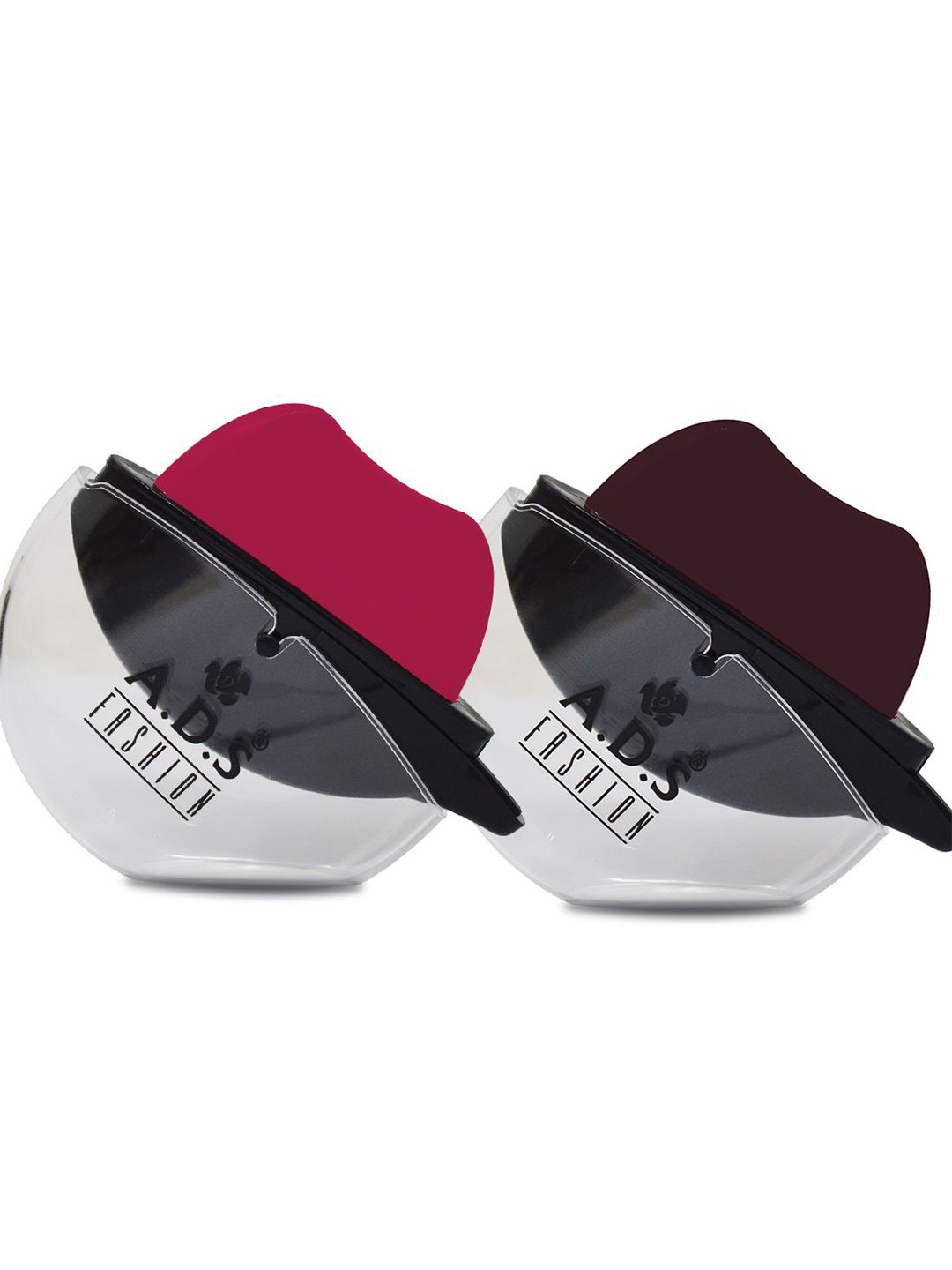 A.D.S Set Of 2 Lip Shape Apple Design Lipstick 10gm Each - Magenta Pink & Wine