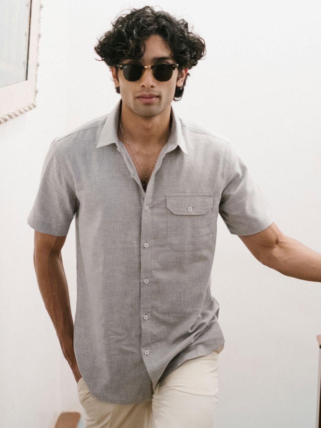 Creatures of Habit Men Egyptian Cotton Short Sleeve Shirt
