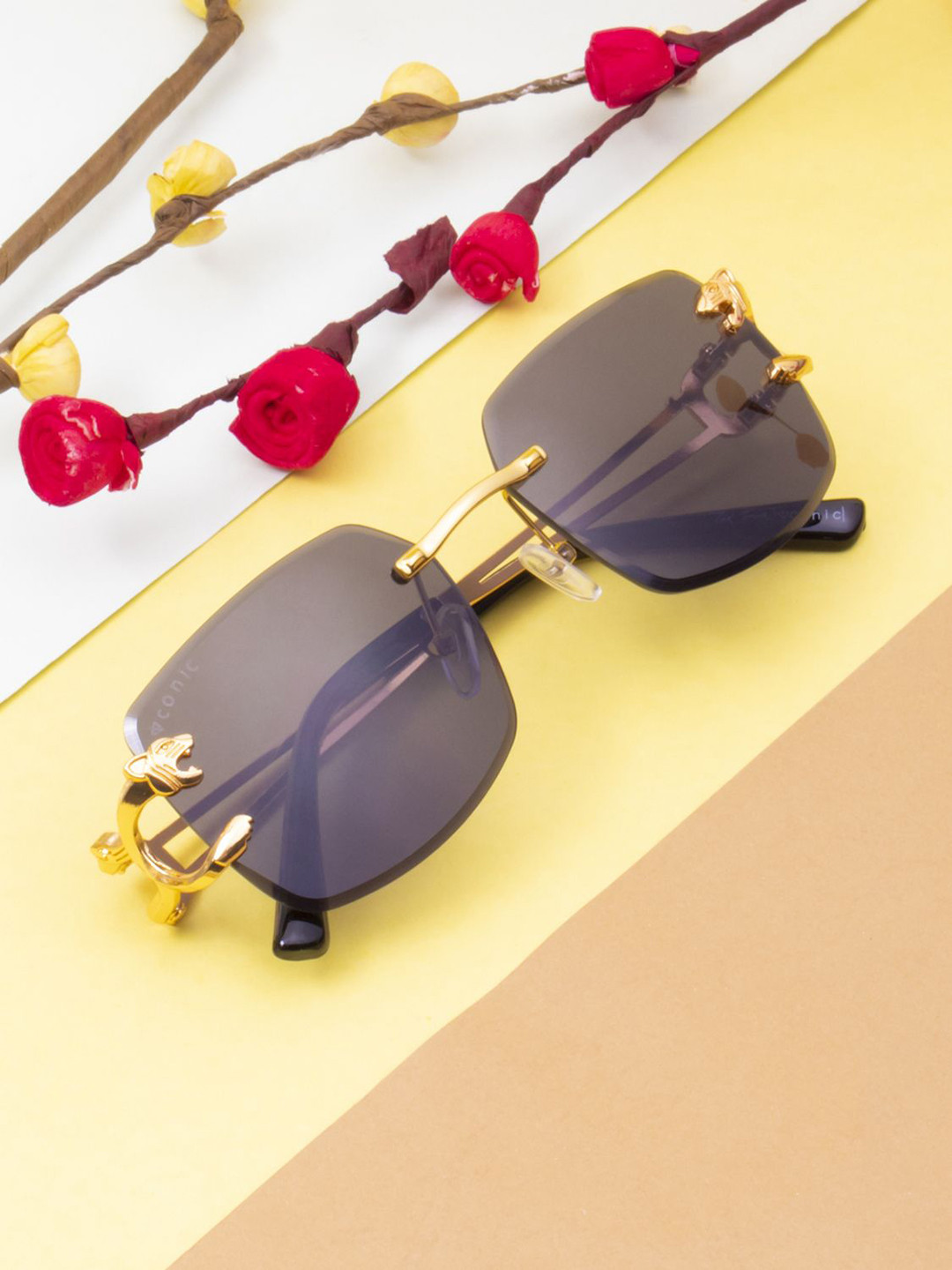 Ted Smith Adults Square Sunglasses with UV Protected Lens PANTHER 2_C1-GOLD