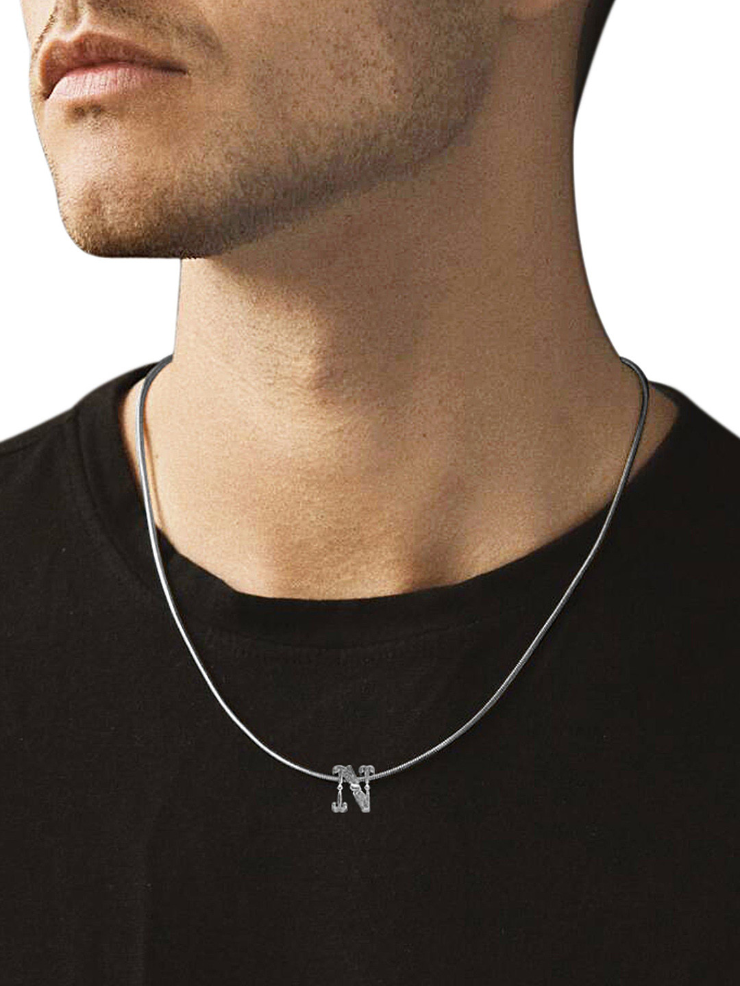 Nipura 925 Sterling Silver Geometric Initial-N Pendant