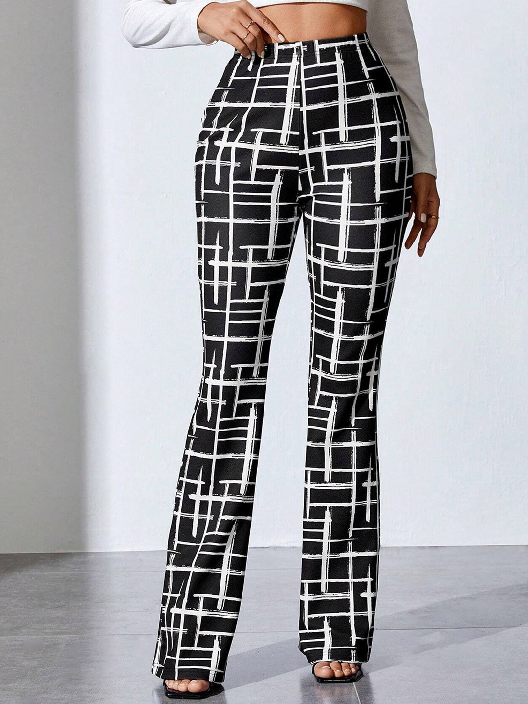 Stylecast X Slyck Geometric Printed Bootcut Trouser