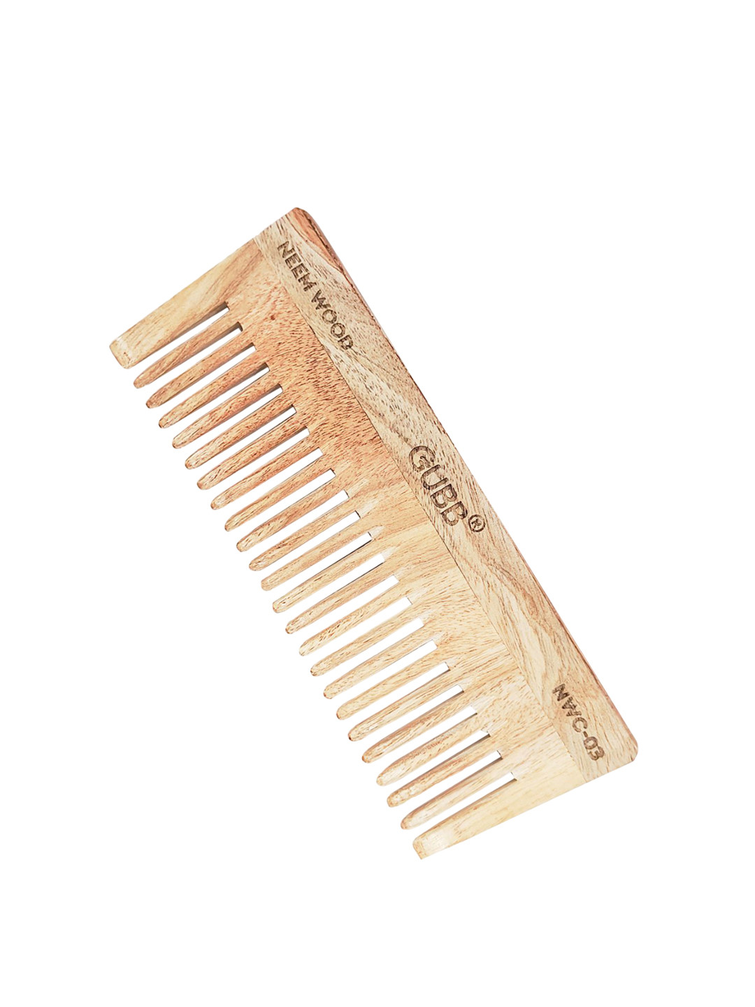 GUBB Detangling & Frizz Control Wide Teeth Neem Comb - Brown
