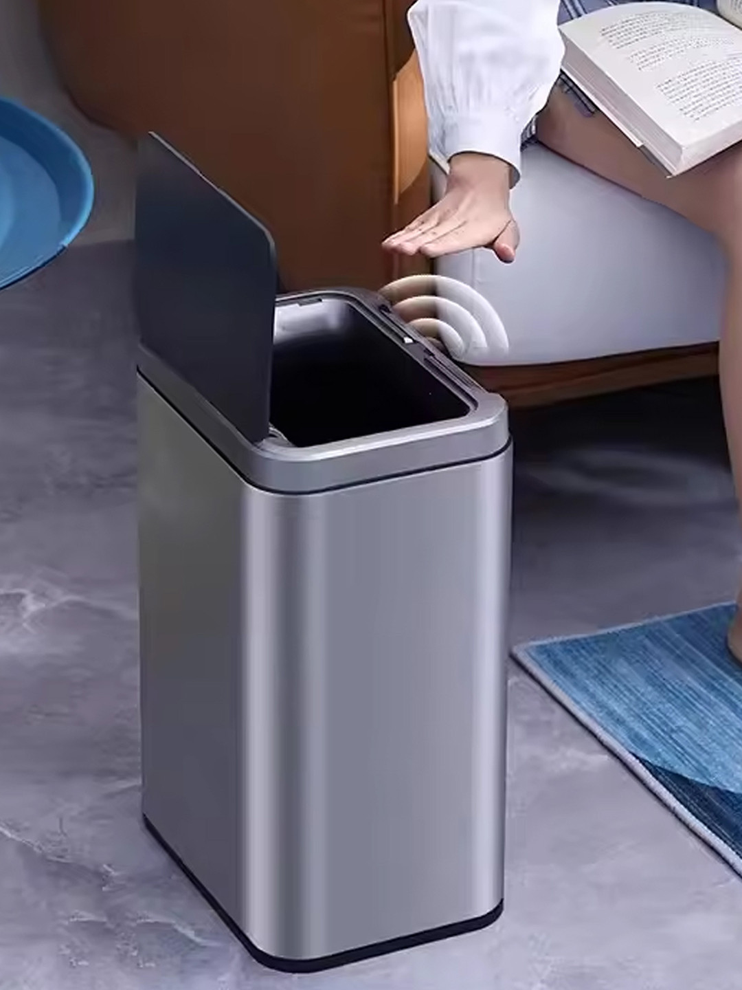 The Better Home Silver Toned Stainless Steel Sensor Touch Dustbin - 9L