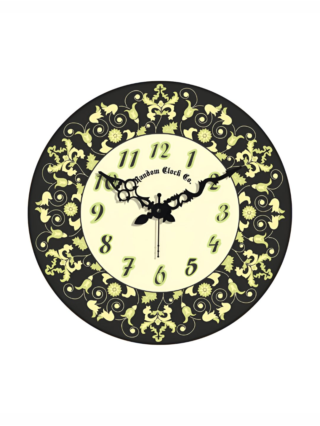 RANDOM Vinyl Printed Green Plastic Silent Clock Round Battery Analogue Wall Clock