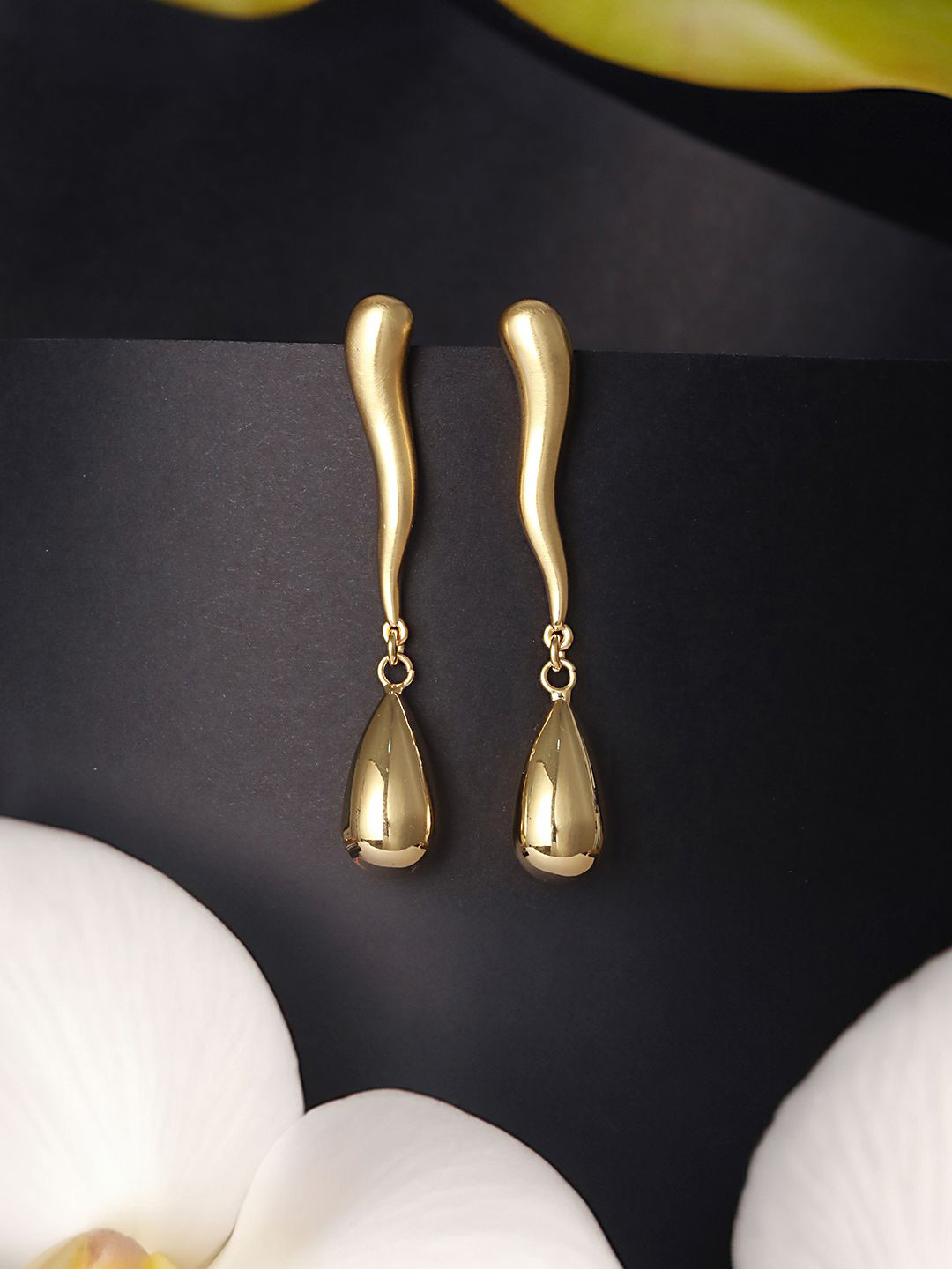 SARAF TRENDZ 18k Gold Plated Elegant Water Drop Minimalist Anti-tarnish Drop Earrings