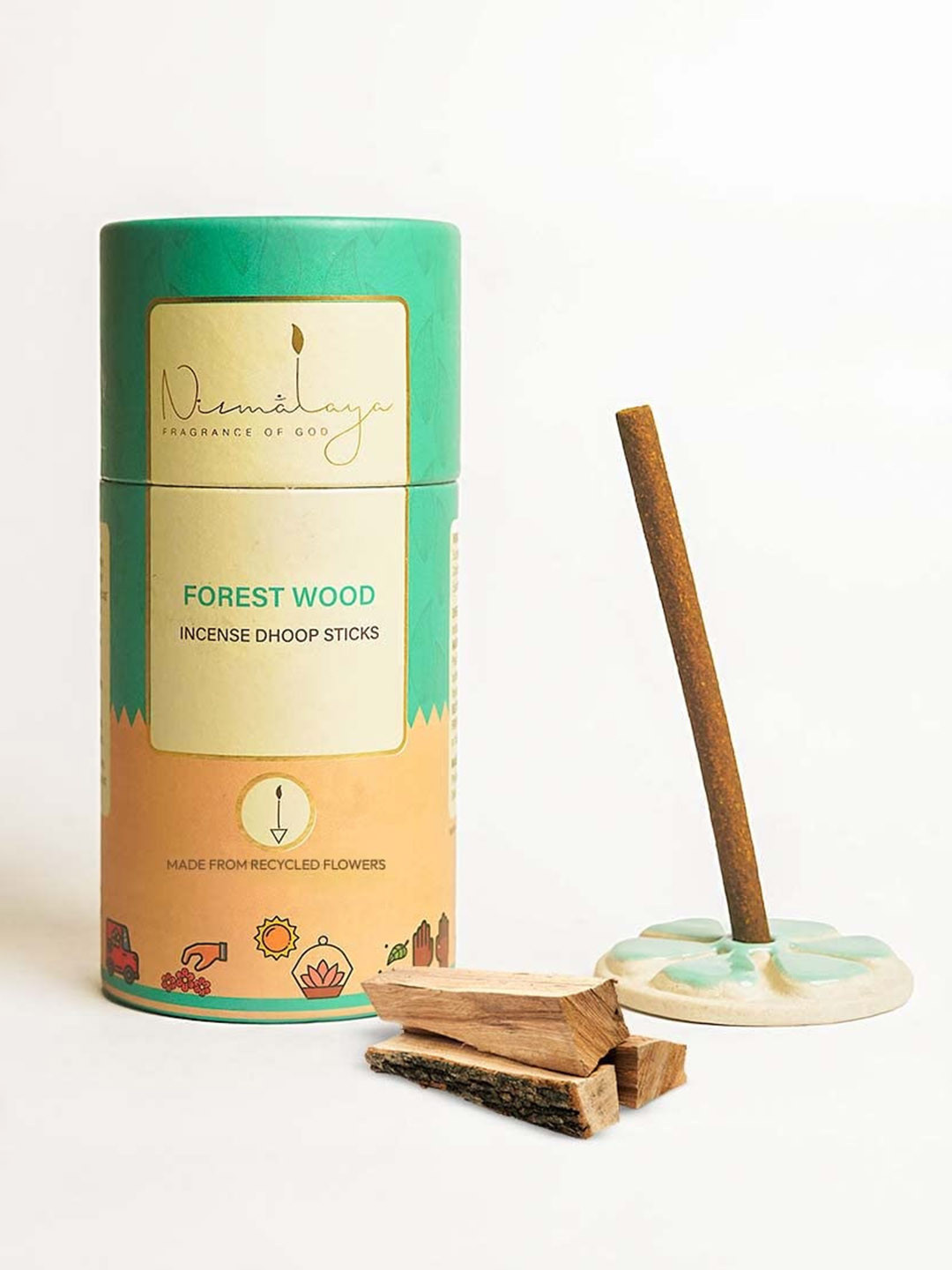 Nirmalaya Brown 40 Pieces Wood Dhoop Stick With Stand