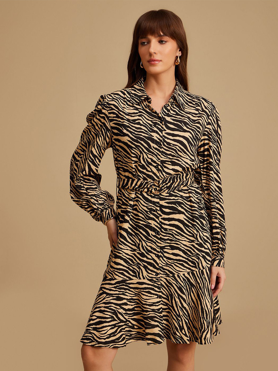 Kazo Women Animal Printed Drop-Waist Dress