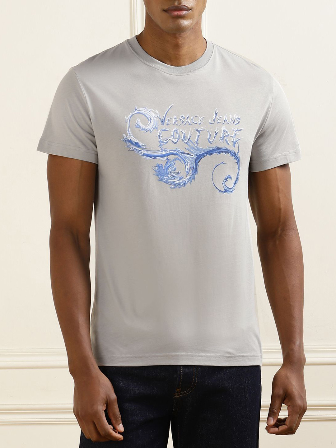 Versace Jeans Couture Men Printed Applique Slim Fit T-shirt