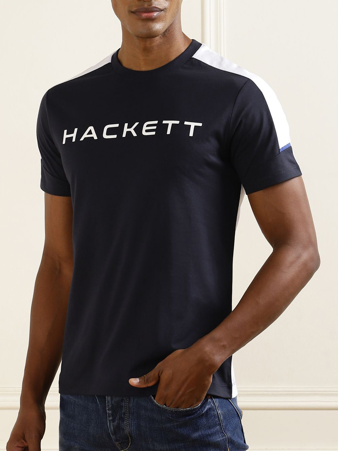 HACKETT LONDON Men Colourblocked Pockets Slim Fit T-shirt