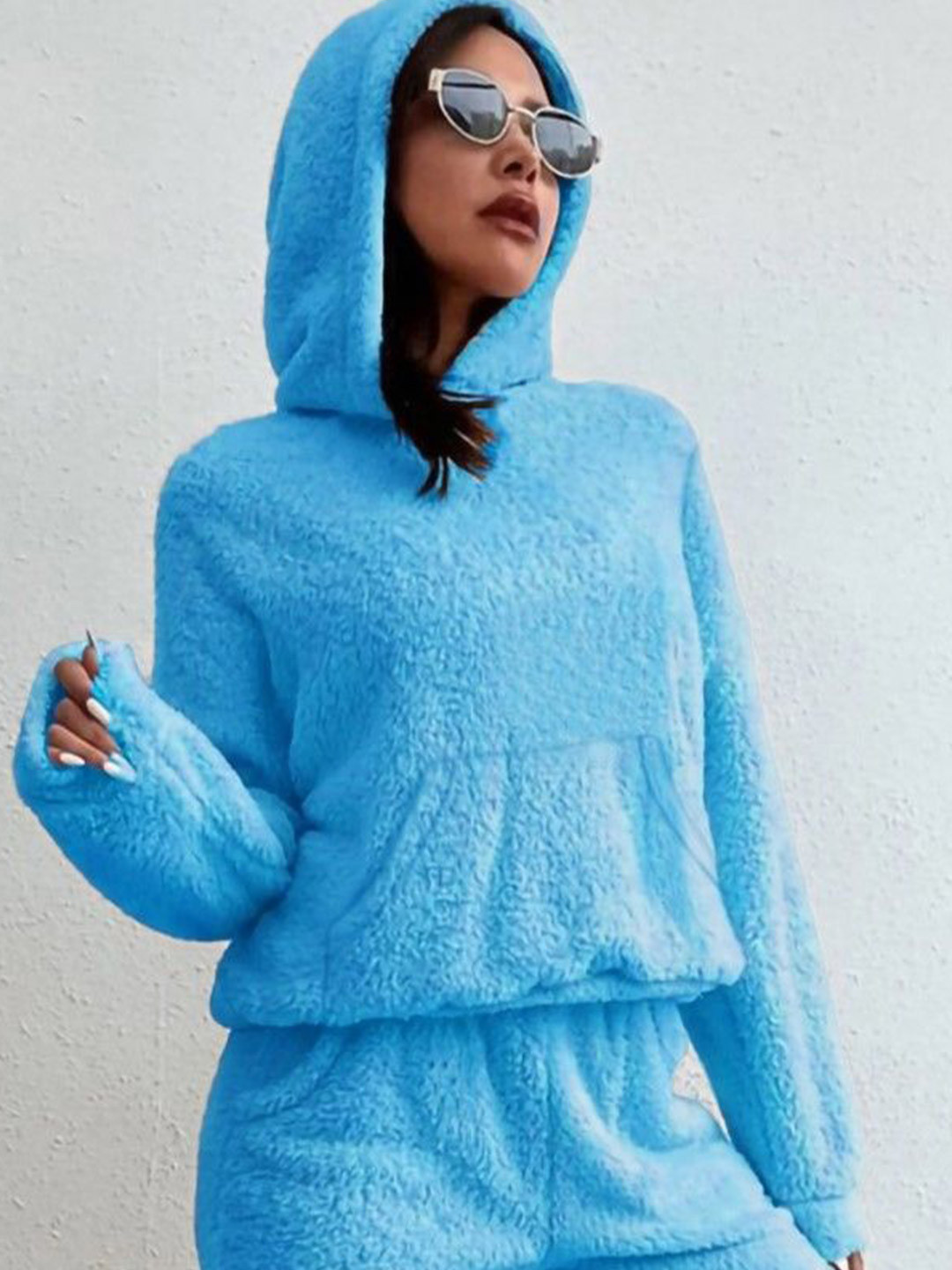 The Dry State Women Fur Hooded Pullover Sweatshirt