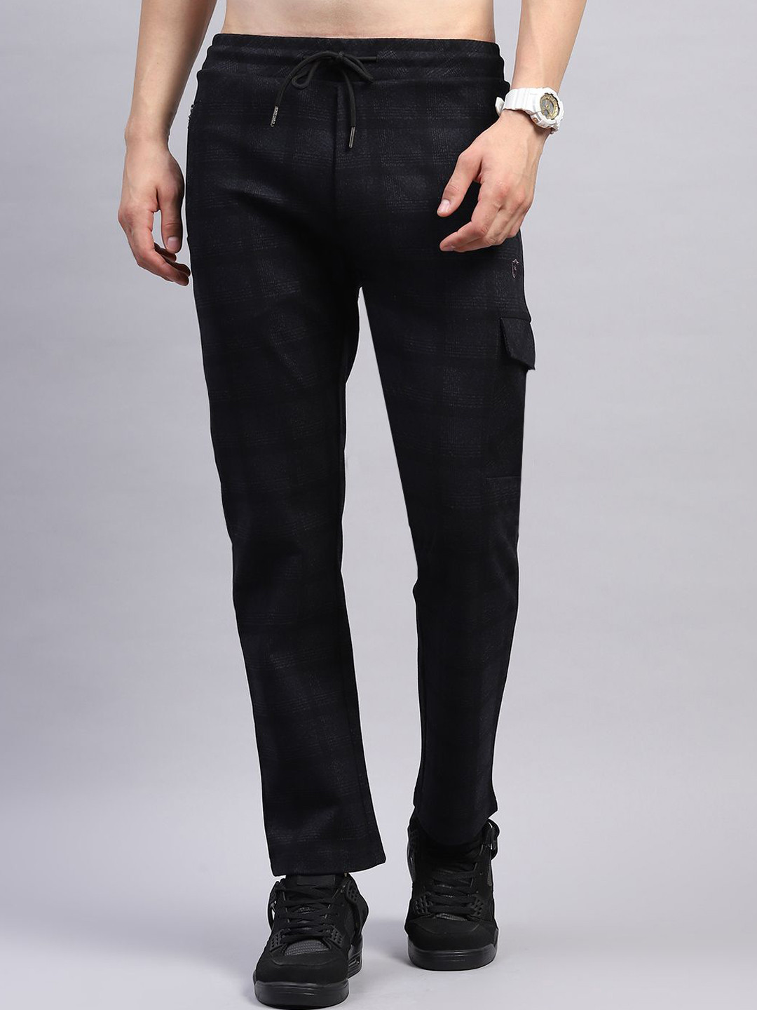 Monte Carlo Men Check Mid-Rise Track Pants