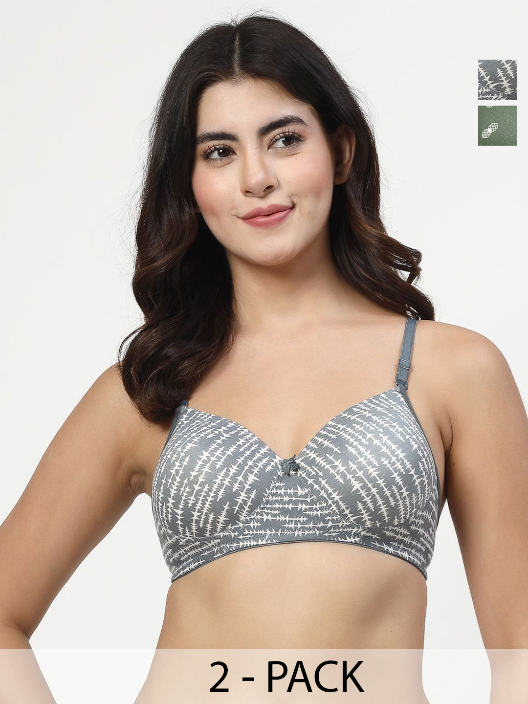 Docare Women Pack of 2 Full Coverage Lightly Padded and Non-Wired  Abstract Bra