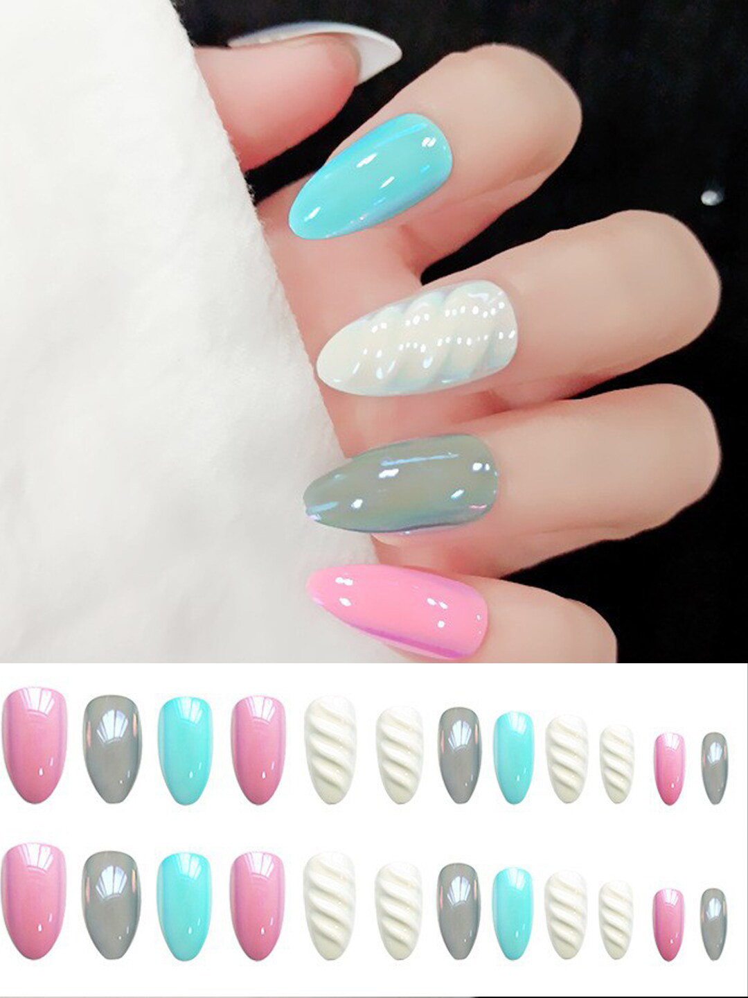 Secret Lives 24 Pcs Four Color Symphony False Nails - Pink