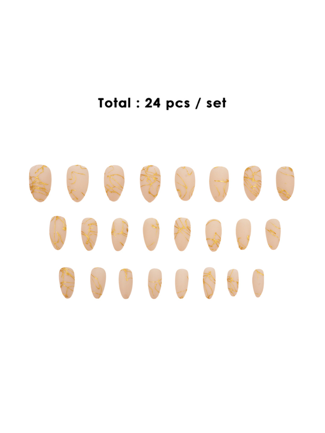 JENNA 24 Pcs French Tip Almond Shape Press-On Acrylic Artificial Nails - Beige