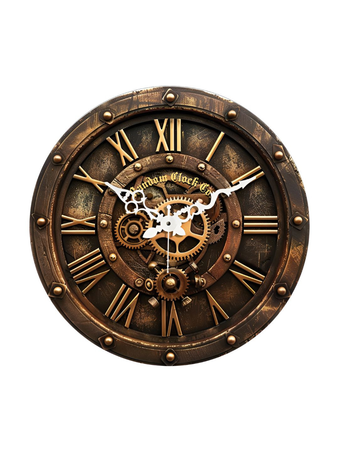 RANDOM Vinyl Printed Copper Plastic Silent Clock Round Battery Analogue Wall Clock-37cm