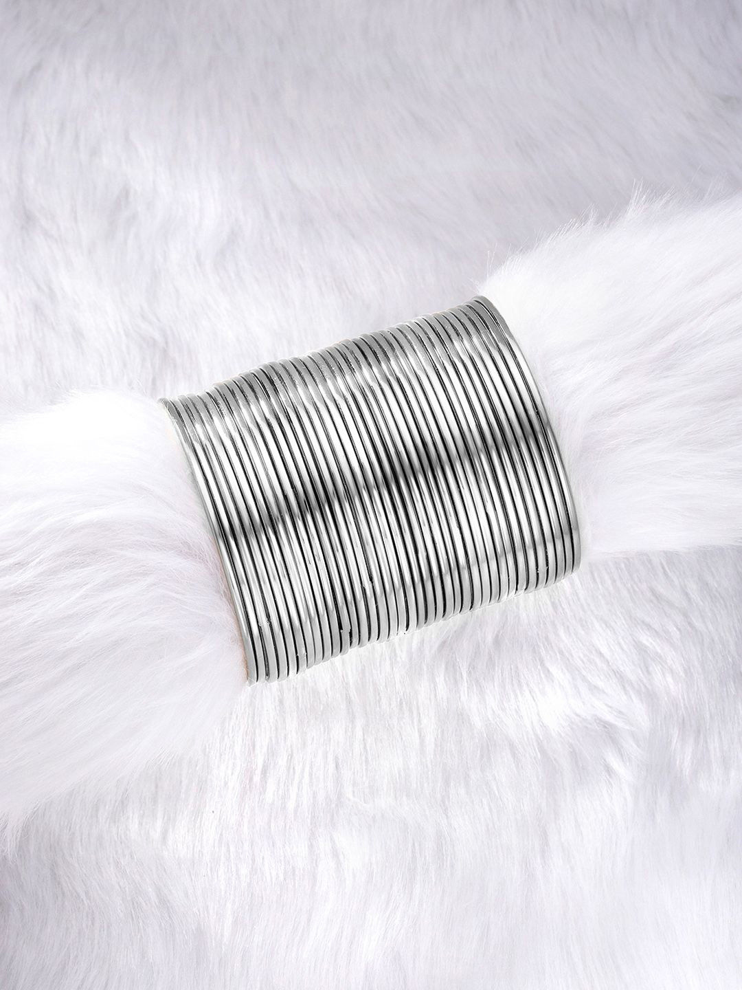 Peora Set Of 36 Sliver-Plated Antique Bangles