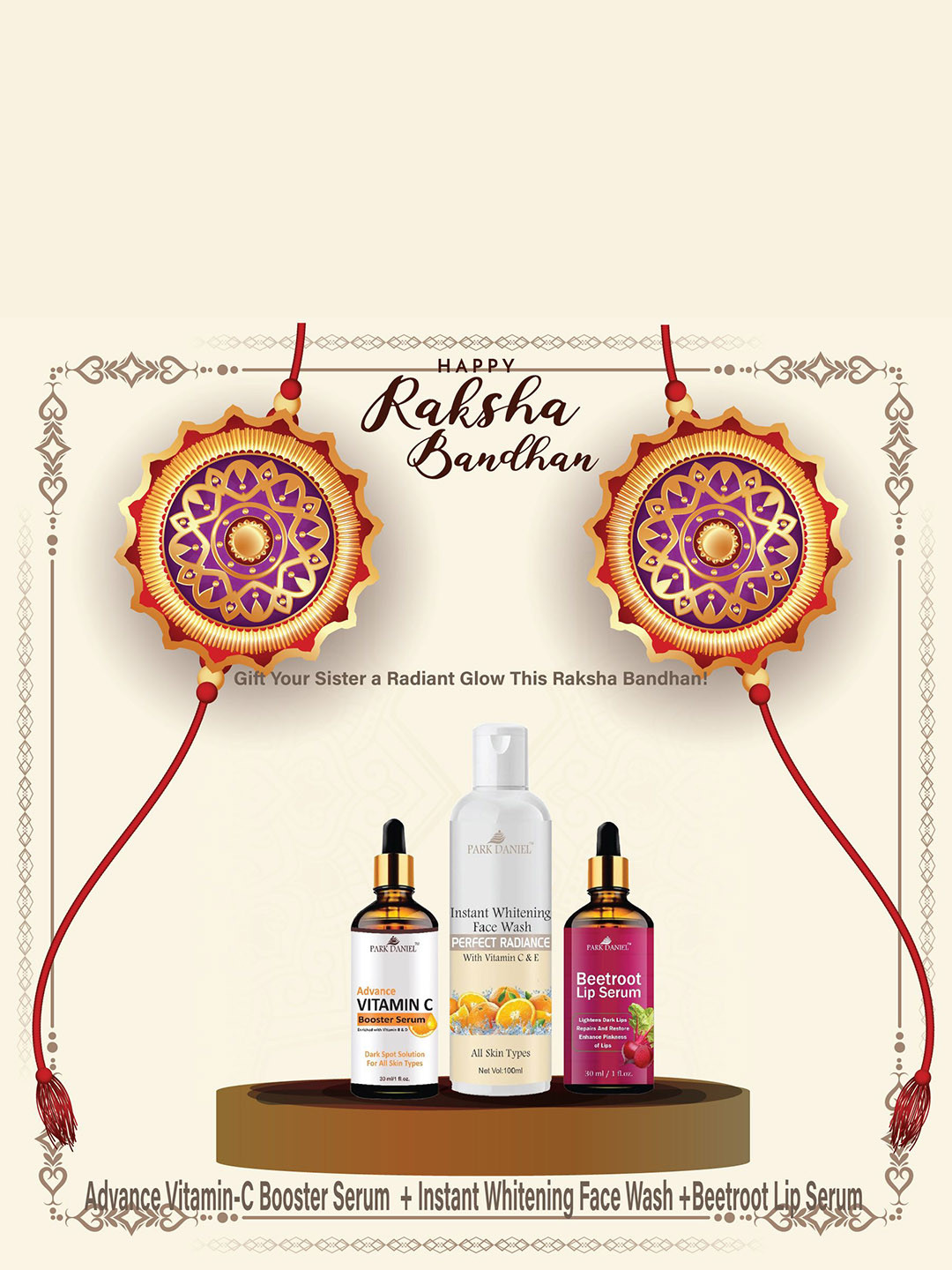 Park Daniel Set Of 3 Face Wash - 100ml - Vitamin C & Beetroot Lip Serum - 30ml each