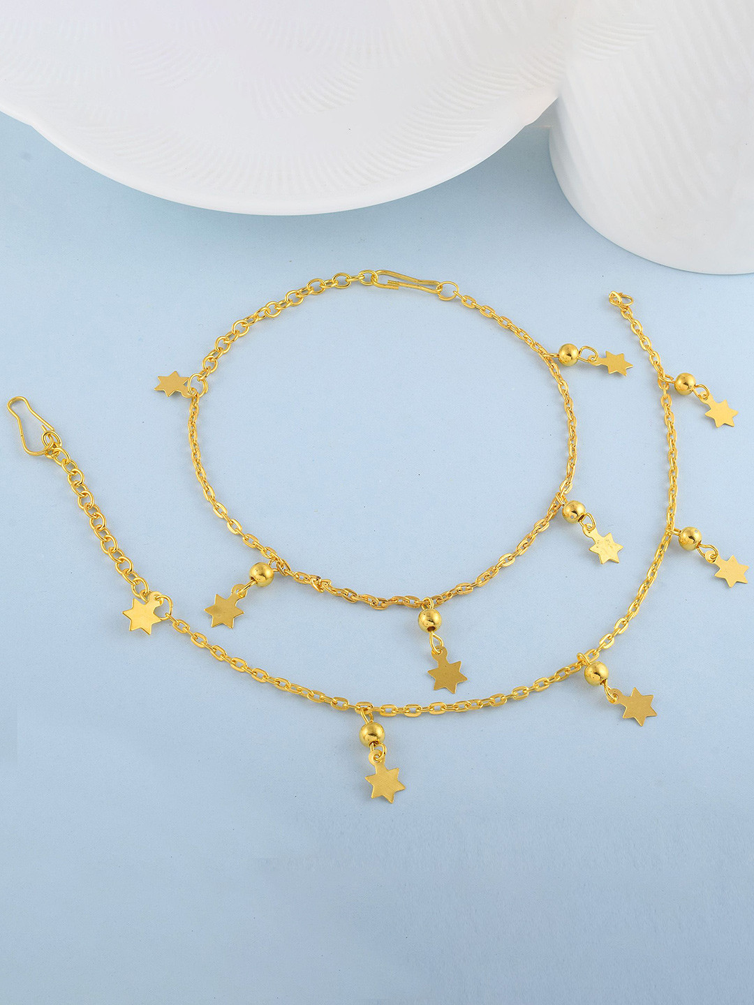 MEMOIR Gold-Plated Star Charms Anklet