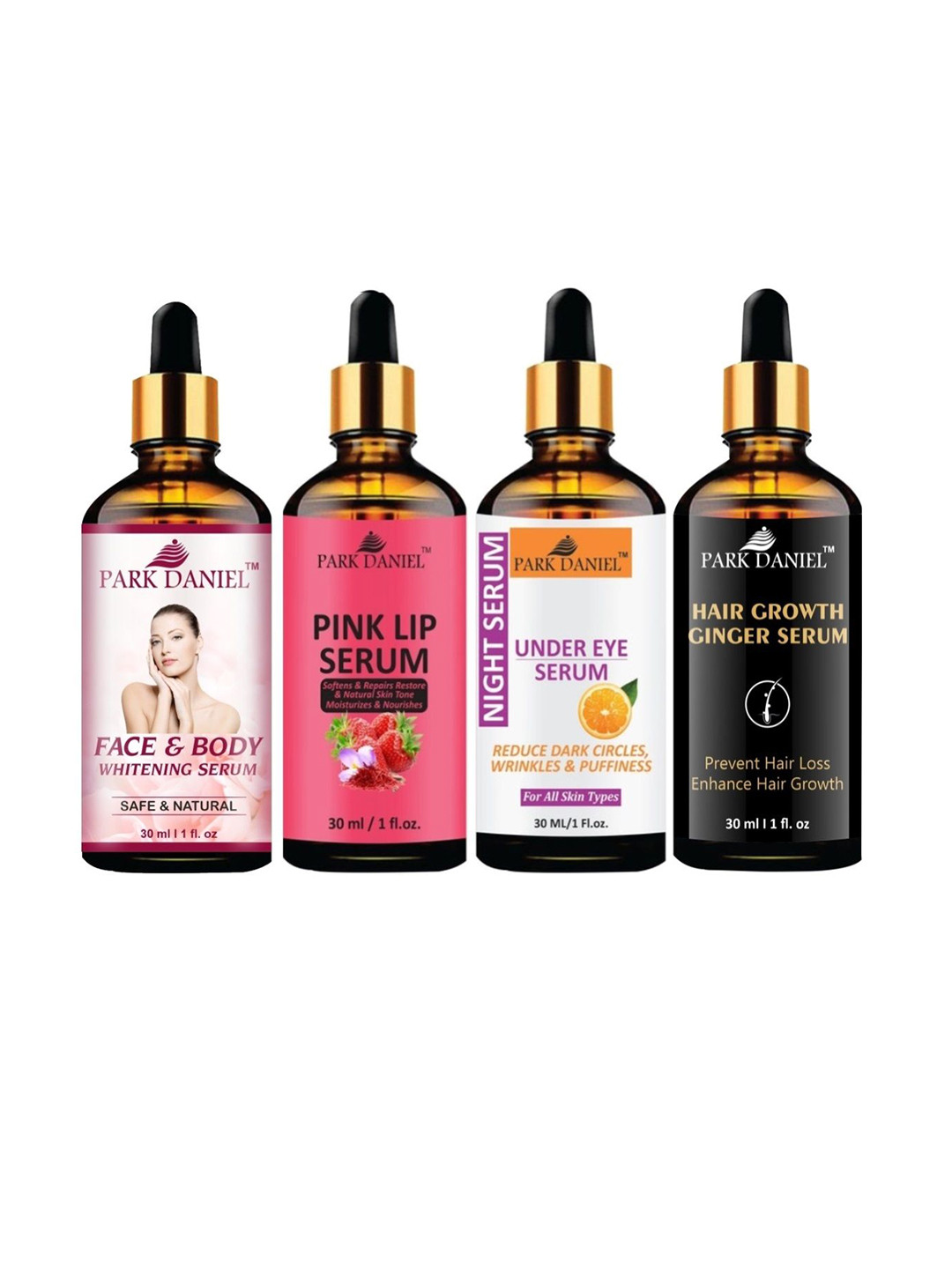 Park Daniel Set Of 4 Face & Body, Under Eye, Lip & Hair Growth Serums - 30ml Each
