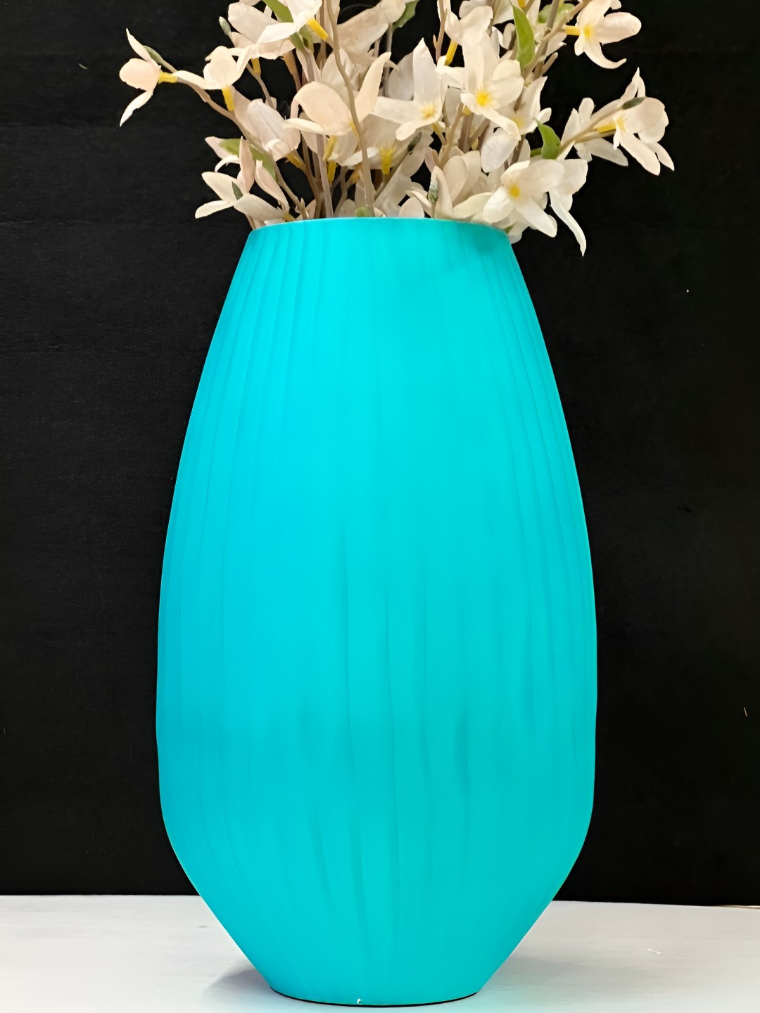 Timaya's Decor Blue Textured Steel Flower Vases