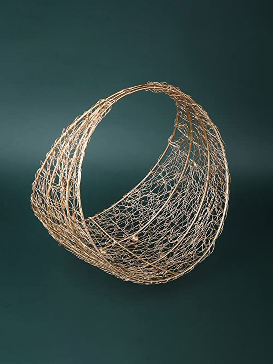 e kysa GoldToned Metal Meshwire Hamper