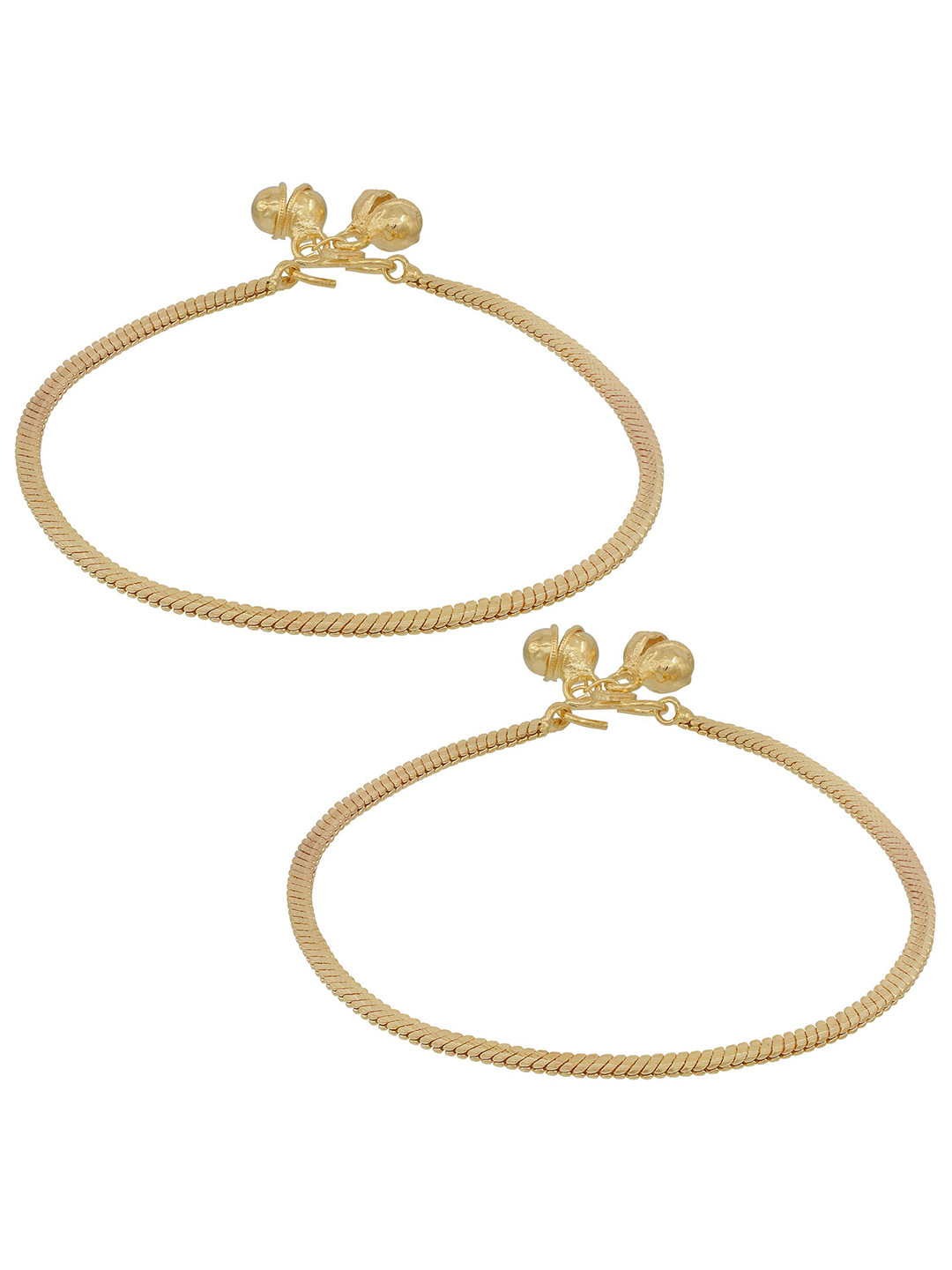 MEMOIR Gold-Plated Flat Snake Chain Payal Pajeb Anklet