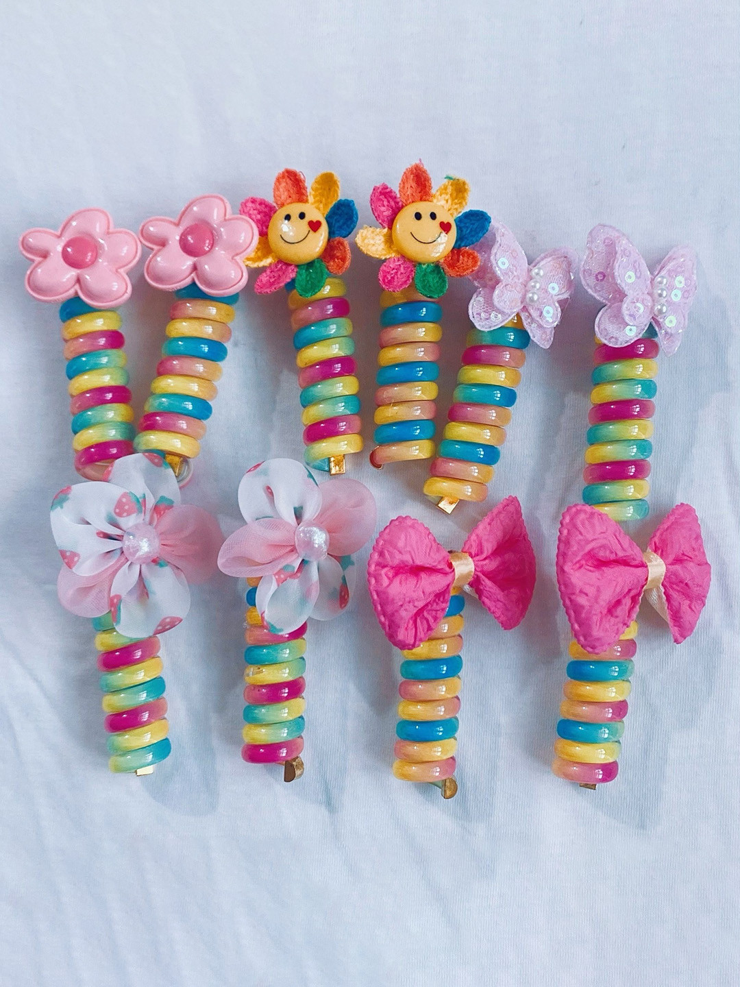 LYTIX Girls Set of 4 Spiral Phone Cord Hair Ties - Assorted