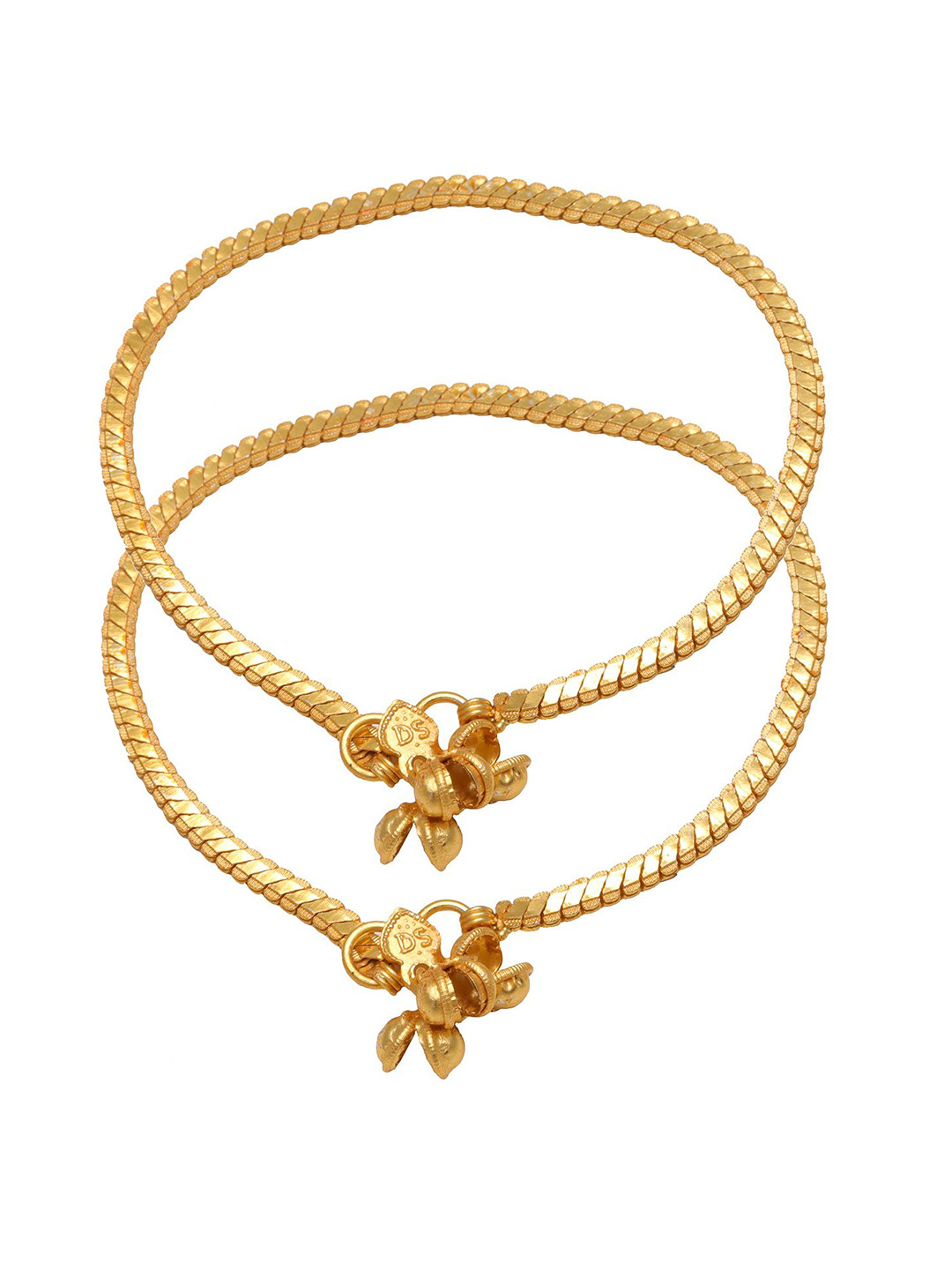 MEMOIR Gold-Plated Flat Snake Chain Design Ethnic Traditional Anklet
