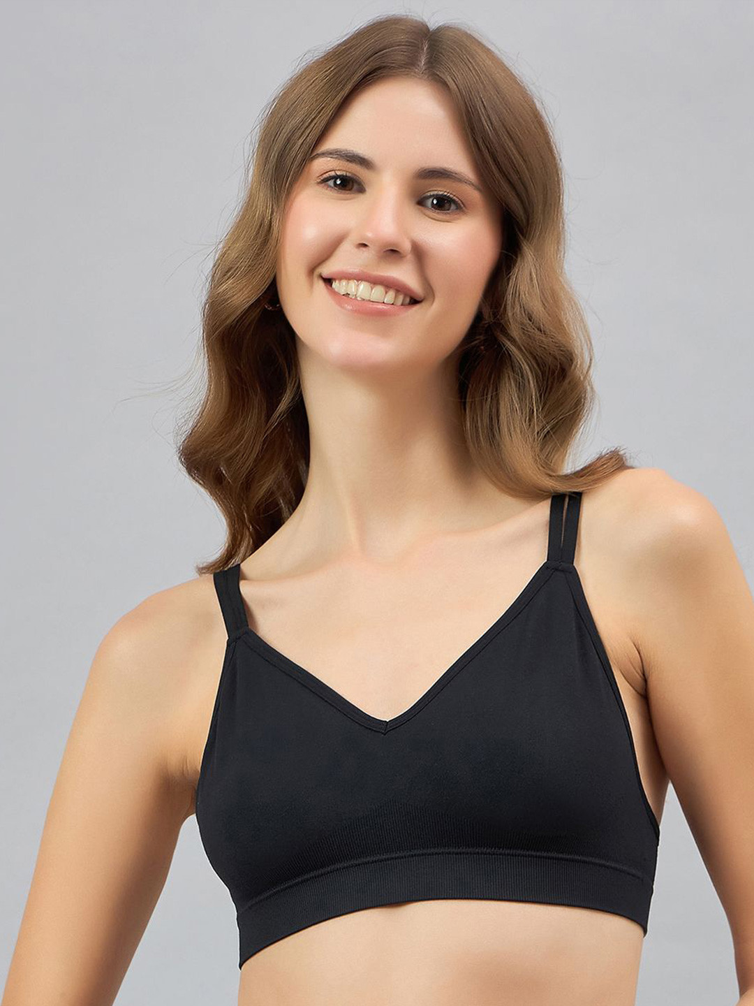 DressBerry  Women Seamless Dual Strap Style Non Padded Basic Medium Coverage Bra