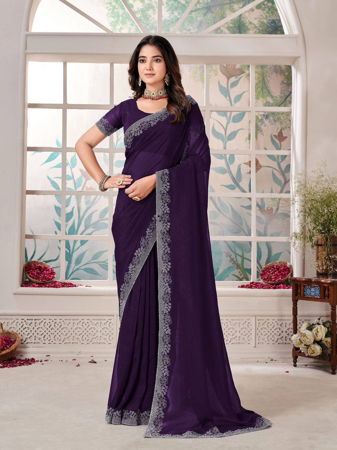 Arron Creats Embroidered Saree With Blouse Piece