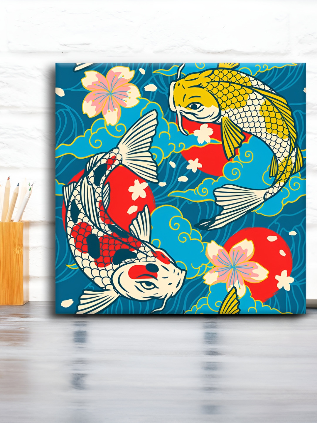 OLIVE TREE Blue & Red Birds and Animals Canvas Wall Painting