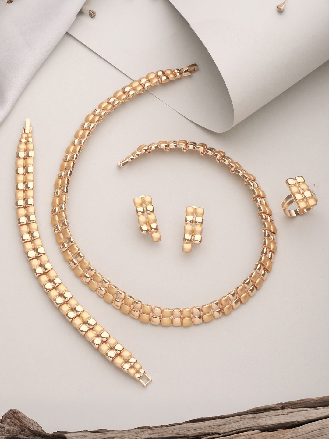 SARAF TRENDZ 18k Gold Plated Stainless Steel Anti-Tarnish Ball Statement Jewelley Set