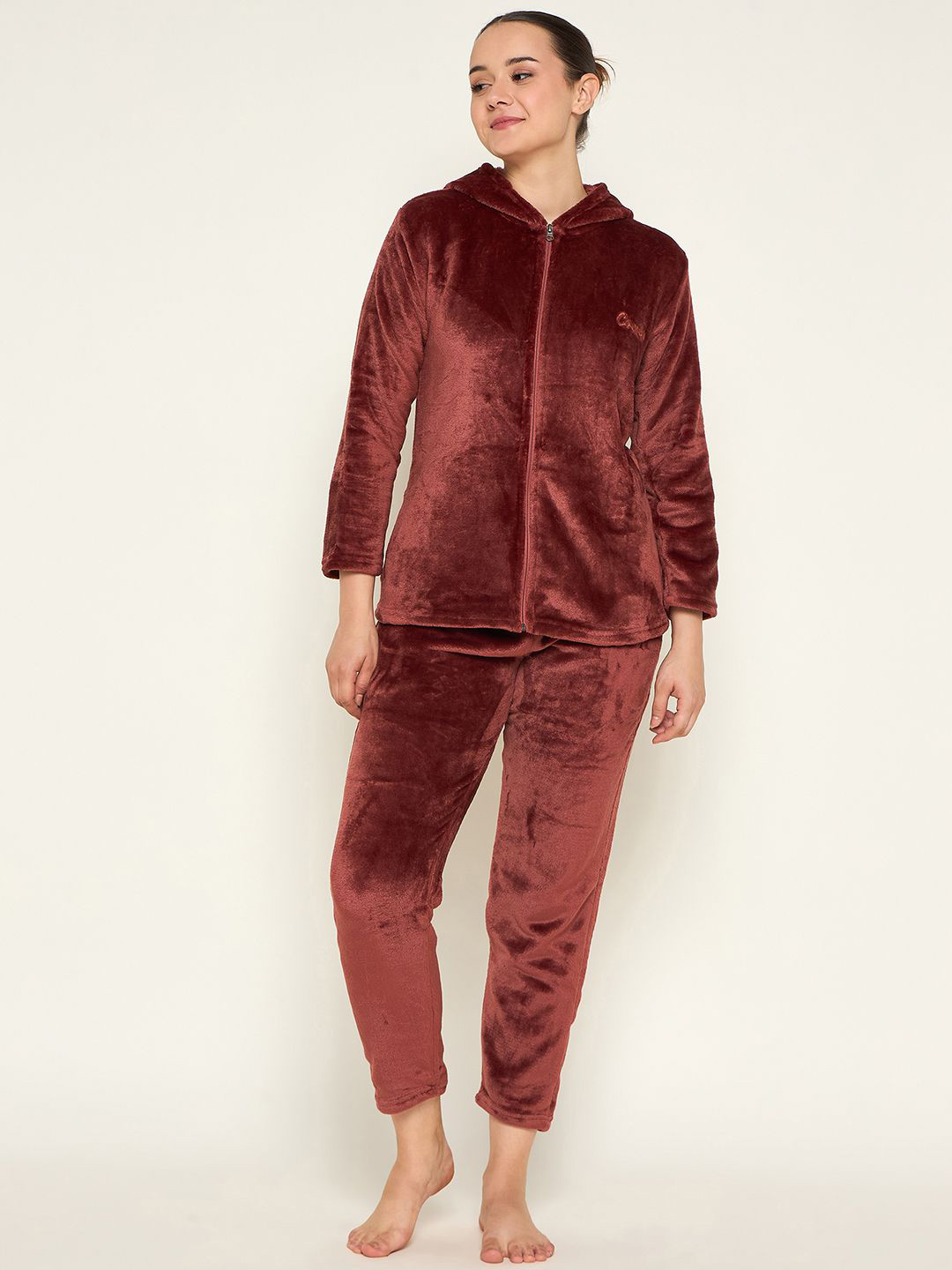 Camey Women Hooded Night suit With Side Pocket