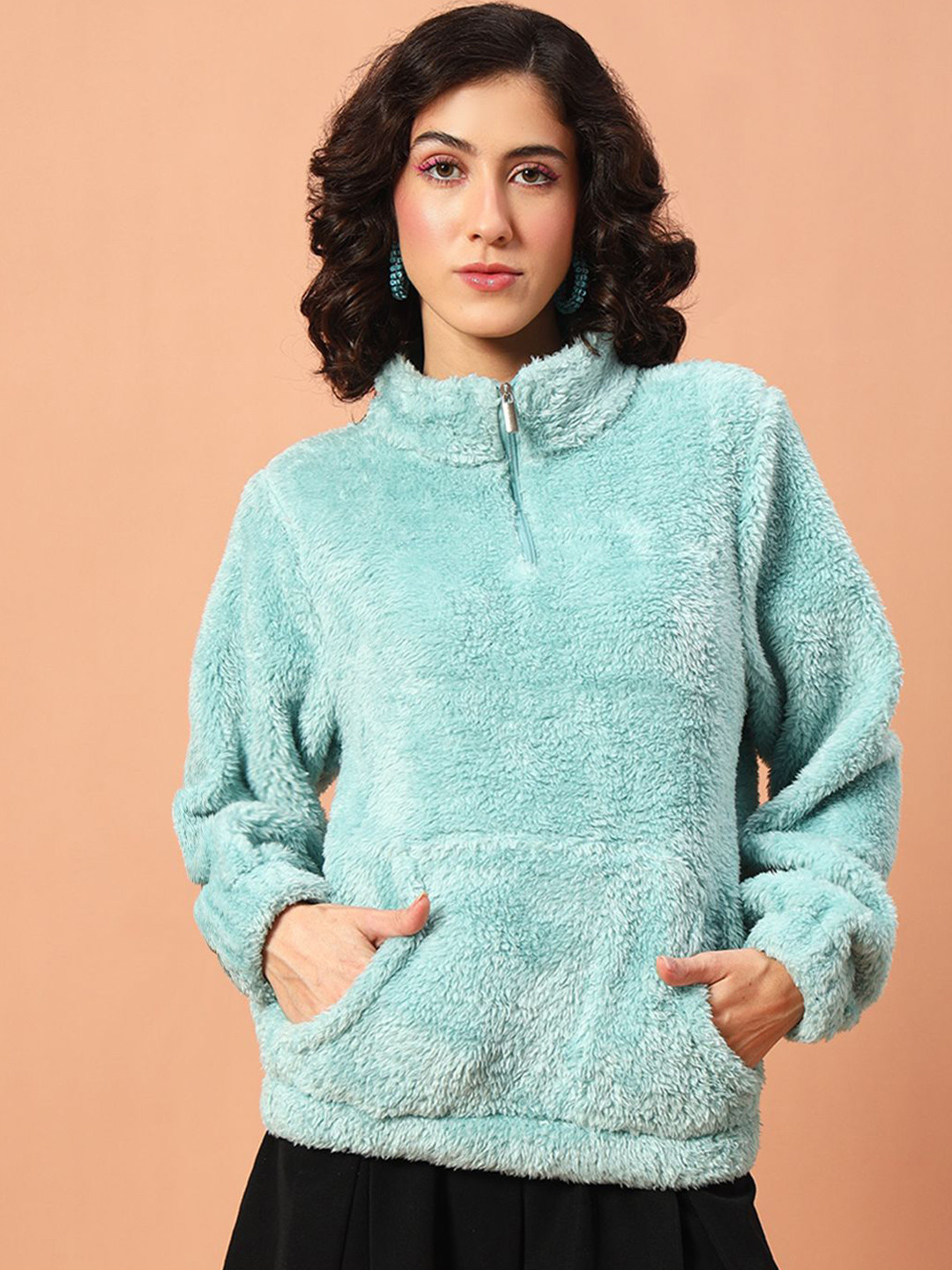 The Dry State Women Half Ziper Sweatshirt