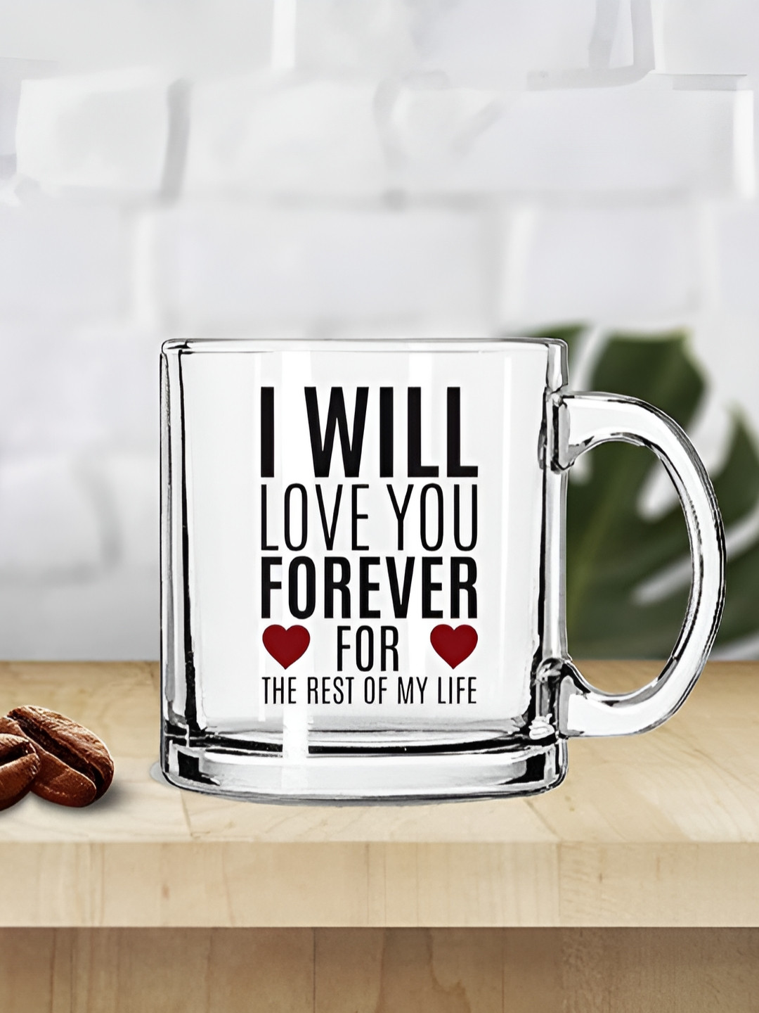SUBLIKRAFT Transparent and Black Text or Slogans Printed Glass Glossy Mug 330 ml